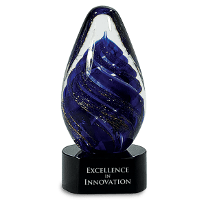 Blue Tear Drop Art Glass