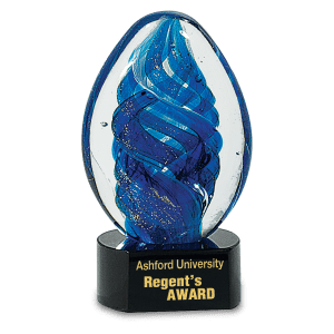 Blue Oval Swirl Art Glass