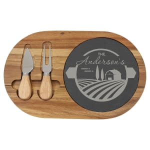 Slate and Acacia Wood Cutting Boards With Tools
